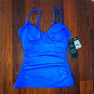 RALPH LAUREN Tankini Slimming Ruffle Top Underwire NWT